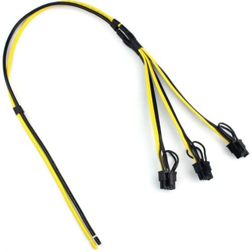 5Pcs Power Supply Cable 6+2 Pin Card Line 1 to 3 6pin + 2pin Adapter Cable 12AWG+18AWG Splitter Wire for Miner Mining BTC