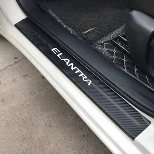 4pcs Car Door Sill Protector Sticker Carbon Fiber Vinyl Sticker for Hyundai Elantra