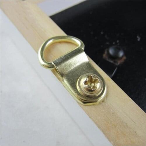 50PCS Golden D-Ring picture framing frame hanging wall mount hooks hangers with screws