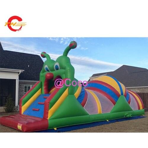 Free sea ship/cnf term,outdoor giant inflatable caterpillar obstacle course for kids,10x3m custom inflatable bouncer slides