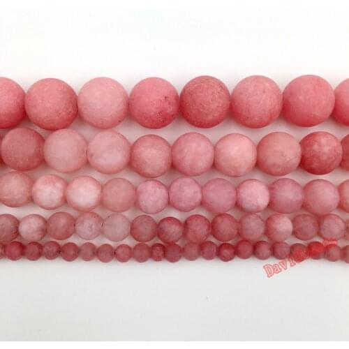 Free Shipping Natural Stone Frost Dull Polish Matte Pink Rose Malaysia Jadee Loose Beads 4 6 8 10MM Pick Size For Jewelry Making