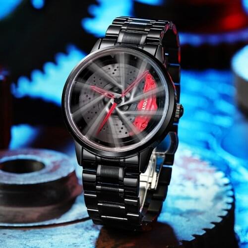 NEKTOM Drop Shipping 2021 Luxury Luminous Car Wheel Hub Watch Waterproof Real 3D Model Spinning Super Car Rim Watches For Men