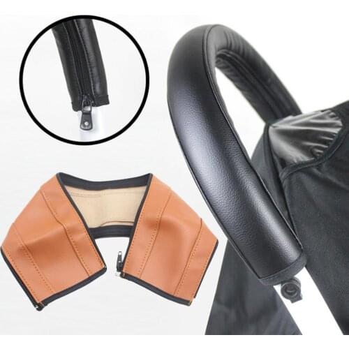 Baby Stroller Faux Leather Armrest Handle Wheelchair Protective Zip Case Cover