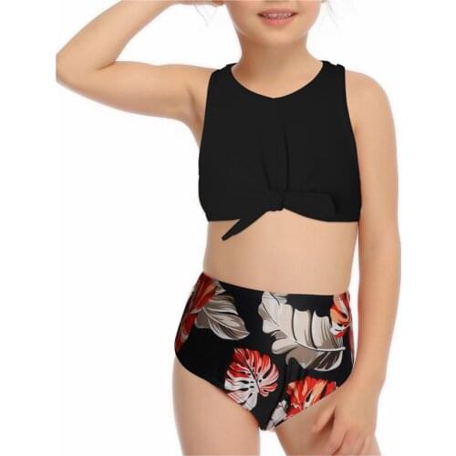 Toddler Kids Liva Girls Print Monokini Push Up tie a knot High Waist Bikini Sets Beachwear Girls Female Swimwear L1211