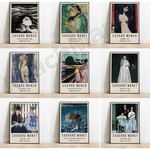 Edward Manet-Lunch on the meadow, balcony, white lilac, Edward Munch-Anxiety Exhibition Poster Art Lovers Vintage Decorative Pos