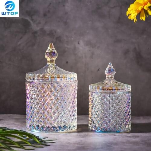 European Color Crystal Glass Storage 600ML Canned Sugar Cans Diamond Candy Box Cotton Swab Box Cotton Pad Household Storage