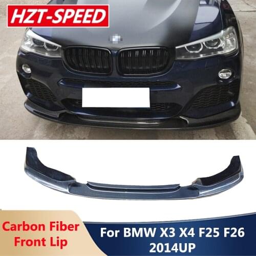 F25 F26 3D Style Real Carbon Fiber Front Bumper Lip Diffuser Spoiler Car Body Kit For BMW X3 X4 F25 F26 M-Sporty Version 2014 Up