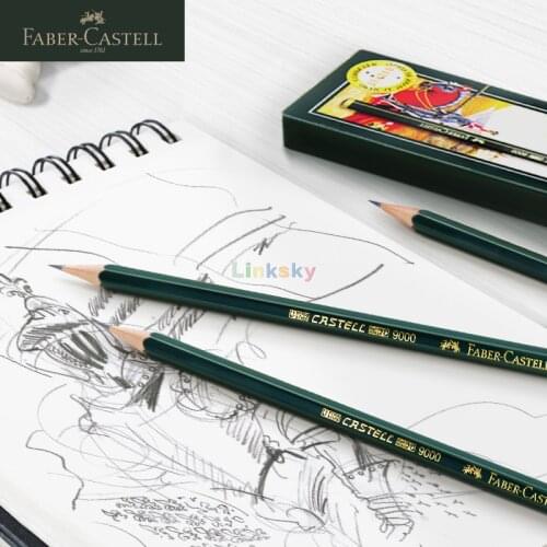Faber Castell 9000 Sketching Pencils 12pcs, 8B 7B 6B 2H 3H 4H,Art Graphite Pencils for Writing Shading Sketch Black Lead Design