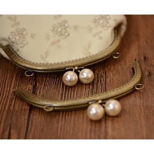 DIY Antique Bronze Pearl Head Metal Purse Frame Handle Kiss Clasp Lock for Bag Sewing Craft Tailor Accessories