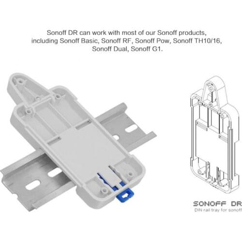 Sonoff DR DIN Rail Tray ITEAD Adjustable Mounted Rail Case Holder Solution for Sonoff Switch Mounted Onto The Guide Track Kit