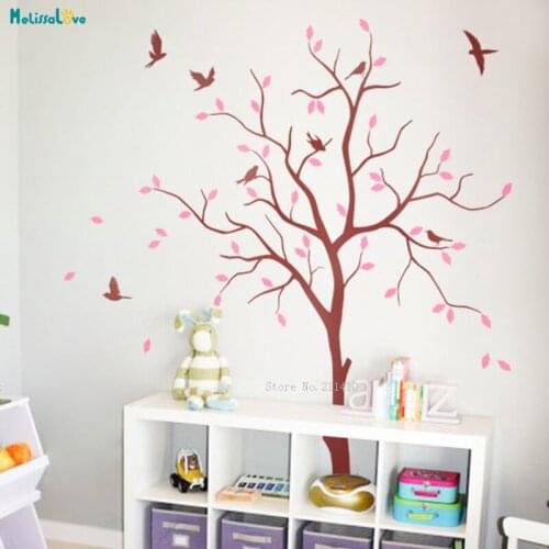 Exquisite Nursery Tree Wall Sticker Whimsical Large Tree Sticker Art Nursery Home Decor Removable Murals With Birds YT2423