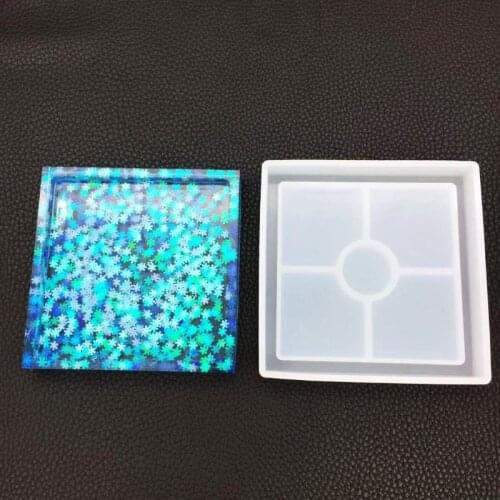 K3ND Silicone Mold DIY Cup Pad Water Cup Mat Holder Epoxy Resin Crafts Molds Handmade Charms Jewelry Gifts Floral Shape Square