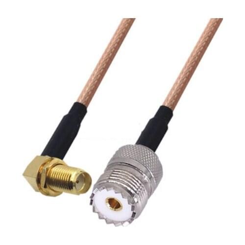RG400 Cable SMA Female Right Angle to UHF PL259 Female Double Shielded Copper Braid Coax Low Loss Jumper Cable