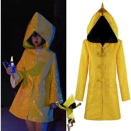 Games Little Nightmares Little Six Cosplay Hungry kids Yellow hooded jacket Halloween attireThe runaway kid hoodie Coat Cosplay