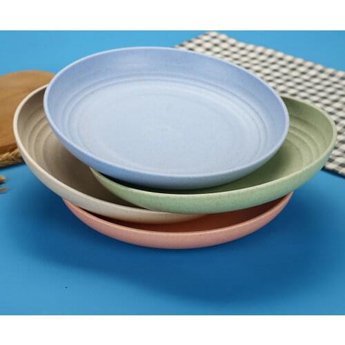 Lightweight Wheat Straw Plates 4pcs Unbreakable Dishes and Plates Sets Non-toxin Safe Healthy for Kids Children Adults OW