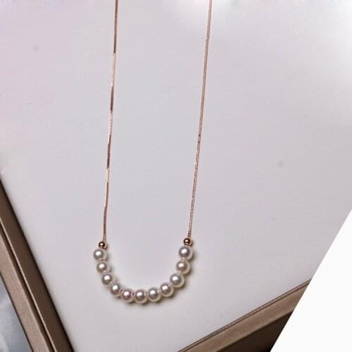 MADALENA SARARA 18K Gold Chain Women Necklace 5-6mm Freshwater Pearl High Quality Perfectly Round Pendant Necklace