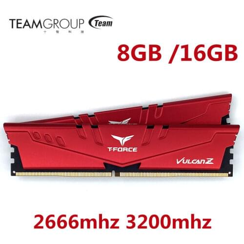 TEAMGROUP T-Force Vulcan Z DDR4 RAM 8GB 16GB 2666MHz 3200MHZ Desktop Memory Module Red
