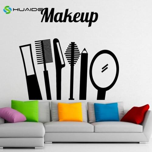 Wall Decal Make Up Beauty Salon Vinyl Sticker Fashion Cosmetics Interior Bedroom Home Decor Vinilos Paredes Wall Poster Art A110