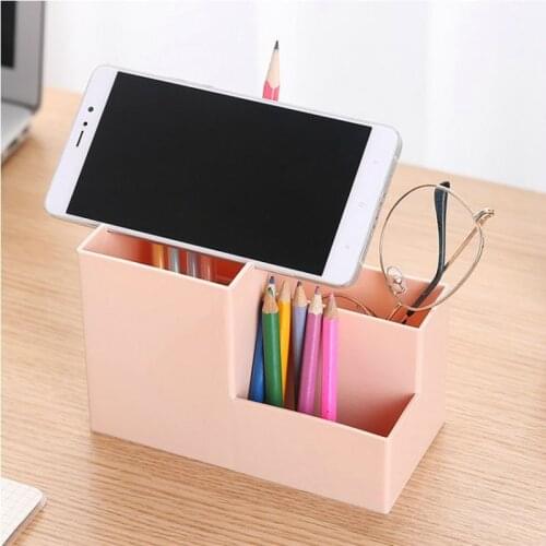 Stationery Desk Organizer Pen Holder With Mobile Phone Holder Pencil Case For Office Accessories Creative Storage Desk Organize