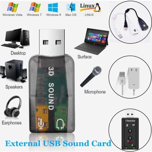 Multiple Types Portable External Sound Card USB 2.0 3D Virtual 5.1/7.1 Channel 3.5mm Interface Audio Adapter For PC Desktop