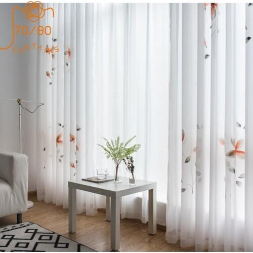 New Chinese chiffon yarn hand-painted gauze curtains for living room bedroom bay window customized finished product