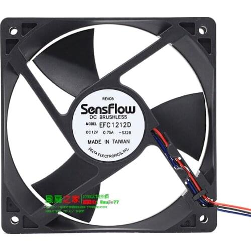 NEW DELTA double ball bearing 12025 12CM system enclosure server high air volume EFC1212D cooling fan
