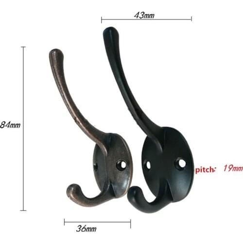 Wholesale Antique Zinc Alloy Home Hat Coat Clothes Towel Wall Door Hangers Hooks Bathroom Accessories Coat Hooks,84*43mm,20Pcs