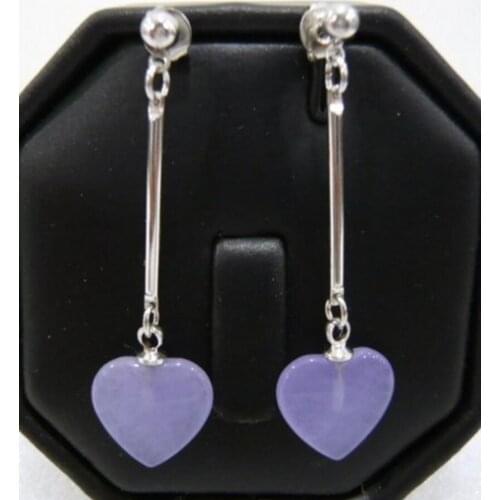 Wholesale noble ladies purple heart Natural jade earring fashion jewelry