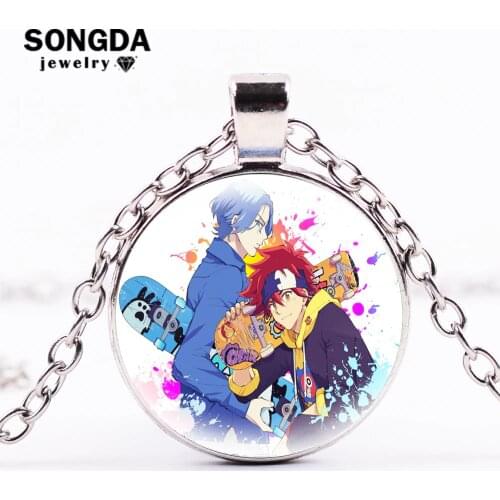 Anime SK8 The Infinity Art Patterns Necklace Adam Koyomi Kyan Glass Cabochon Surface Fashion Necklaces Fans Jewelry Accessories