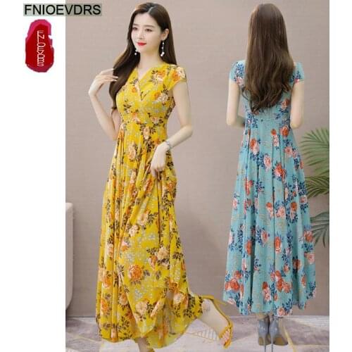 Flower Long Max Dresses Fashion Women Summer Cute Sweet Holiday Elegant Lady Retro Floral Print A Line Feminine Vestidos