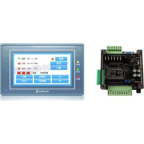 Samkoon EA-043A HMI touch screen 4.3 inch with FX3U series PLC industrial control board RS485 with DB9 Communication line