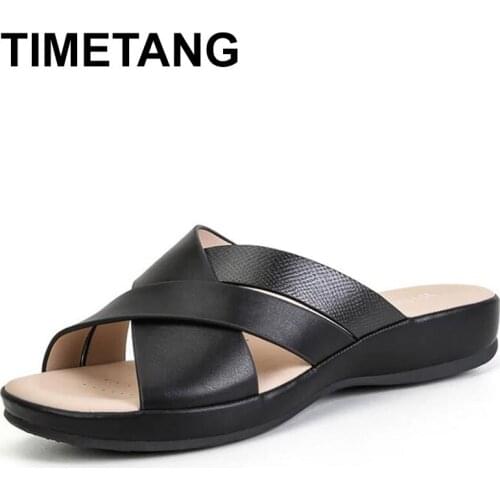 TIMETANG Women Slippers New Summer Comfortable Cross Wedges Beach Slippers Casual Shoes For Women Plus Size Ladies Sandals