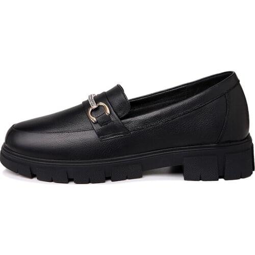 Round Toe Platform Shoes, Metal Decorative Solid Color WomenS Shoes, Platform WomenS Shoes