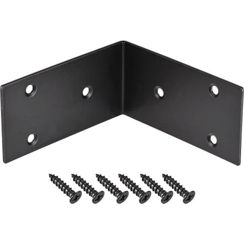 Uxcell Corner Brace Angle Bracket Fastener Stainless Steel L Shape 100mmx100mmx50mm Black with Screws, 2 Pcs