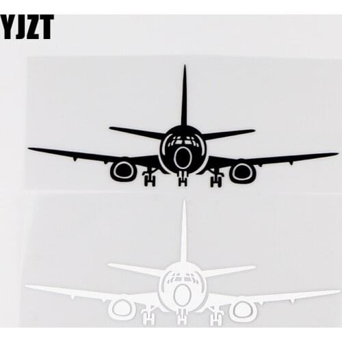 YJZT 16.2X6.2CM Interesting Aircraft Vinyl Car Sticker Decals Art Decoration Black / Silver 10A-0011