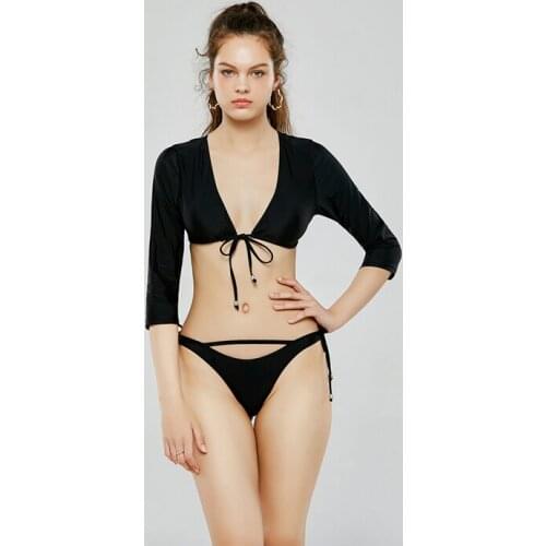 Womens long Sleeve High Waist Bikini Swimsuit Bathing Suits