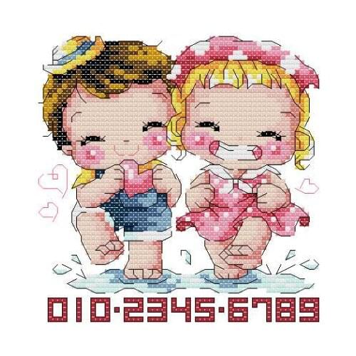 Gold Collection Lovely Counted Cross Stitch Kit Love Little Boy and Girl Korean Cuties SO