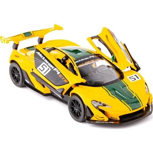 1/32 Die Cast McLaren 600LT P1 GTR Sports Car Model Toy Alloy Sound Light Pull Back Supercar Toys Gifts Vehicle