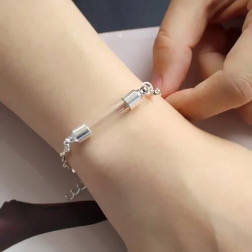 1PC Glass vial rice bracelets 6MM curve vials preglued screw caps perfume vial bracelets wishing bracelet for women