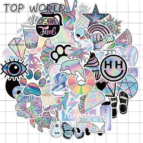 10/50Pcs/set Laser Cartoon Cool Star Pvc Graffiti Sticker For Kids Diy Fashion Decals Suitcase Case Moto Luggage Helmet Laptop