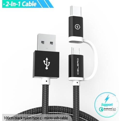 2 in 1 Micro USB type c Multi adapter Cable USB-C For xiaomi mi max 3 8 A2 a3 Redmi 8 note 7 6 5 5a huawei p20 lite honor 9 play