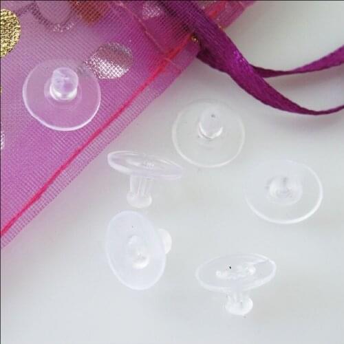 150Pcs Transparent Hypo Rubber Earring Back Stopper Finding Big Pads 6x10mm