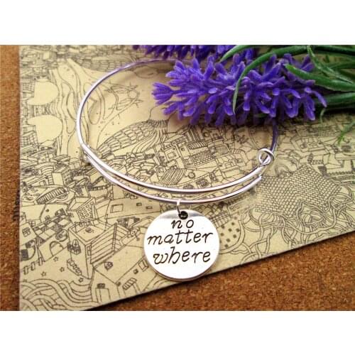 3pcs/lot Hot sale 65mm bracelets bangles with 20mm Antique Silver Plated no matter where charms,meimaid pendant