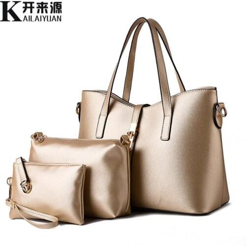 3Pcs Fashion Womens Handbag Shoulder Messenger Tote Purse Bag Set 2020 Hot Sale Pure Color Fashion Casual All-Match