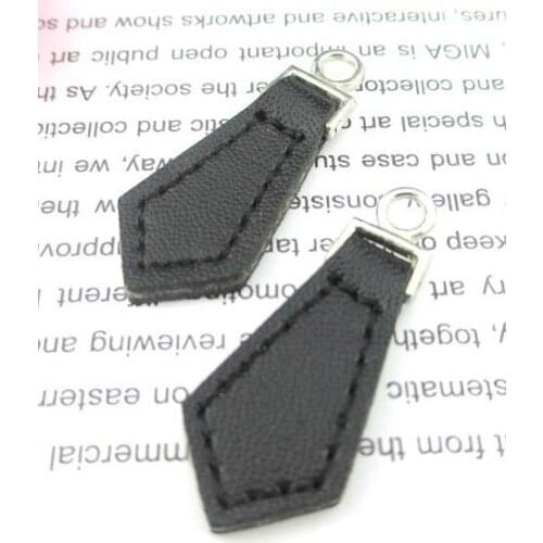 40pcs leather Zipper Pull Cord* Zip Puller*Zip Fastener*zip slider*zipper replacement BLACK DIY free shipping