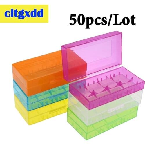 50pcs/Lot 18650 Battery Case Plastic Transparent Hard 2 slots Battery box Case Holder Storage Box