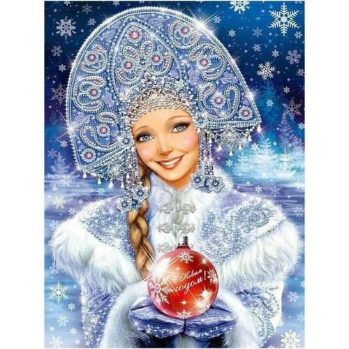 5d diamond painting woman snowflake Christmas gift sticker full square drill mosaic 3d round diamond embroidery