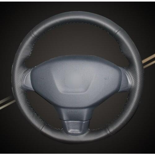 Car Braid On The Steering Wheel Cover for Peugeot 301 Hand-Stitched Auto Braiding Wheel Covers Car-styling Interior Accessory