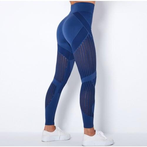 Seamless Hollow Out Tights Women High Waist Elastic Work Out Sports Leggings Training Breathable Yoga Pants Gym Fitness Leggings