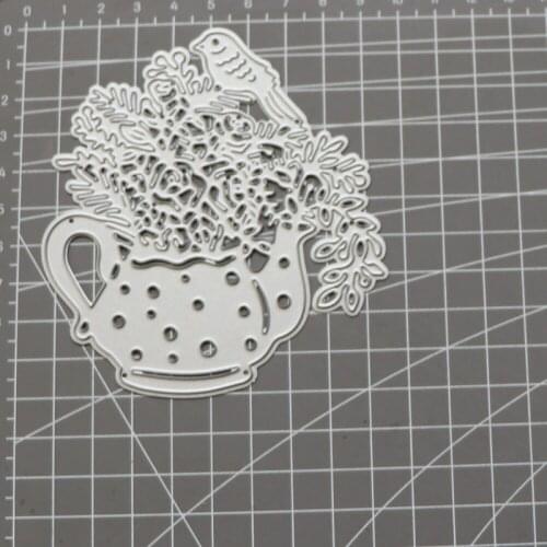Teapot Flower Leaf Bird Frame Craft Metal Cutting Dies Stencil for DIY Scrapbooking Photo Album Paper Card Making Decorative
